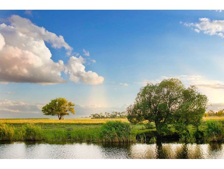 Papermoon Fluss bei Feldern