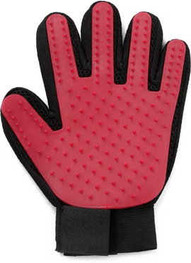 Inspire Picks Silicone Pet Grooming Gloves For Hair Removal & Shedding Control left Red 5pcs