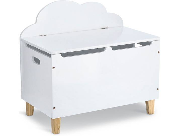 Spielzeugtruhe ZELLER PRESENT Wolke , weiss (weiß), B:60cm H:56cm T:34,5cm, MDF, Massivholz, Aufbewahrungsboxen, Spielzeugtruhe, Wolkendesign