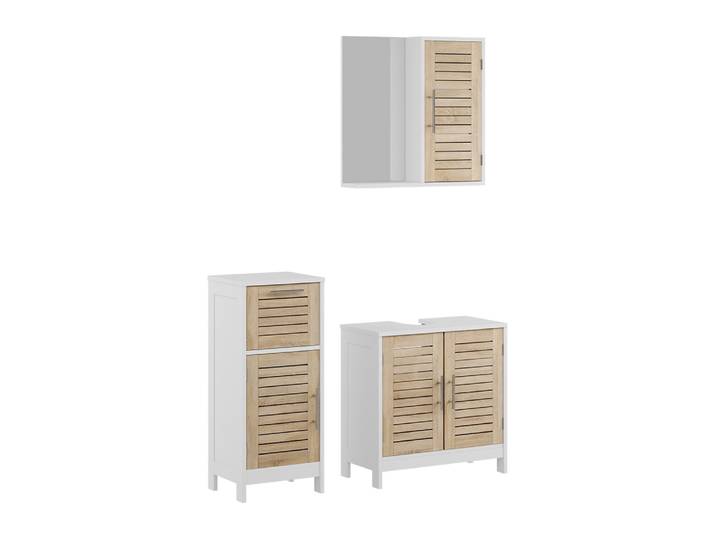 Ensemble s de salle de bain 3 pièces 3 pièces blanc/chêne 60x60