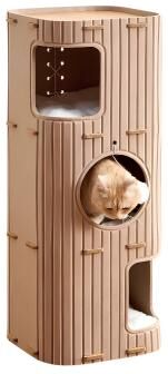 Fusion Finds Multi Level Cat Tree With Cat Condo & Cat Scratching Post For Indoor Cats 2 camel Color
