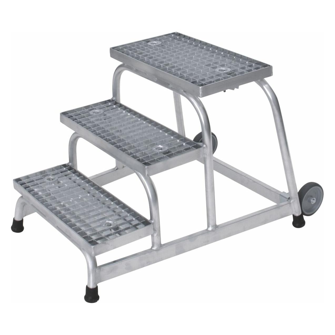 Munk Arbeitspodest starr Stahl-Gitterrost mit Rollen 3 Stufen (Gerüst, 97 cm) (51019)