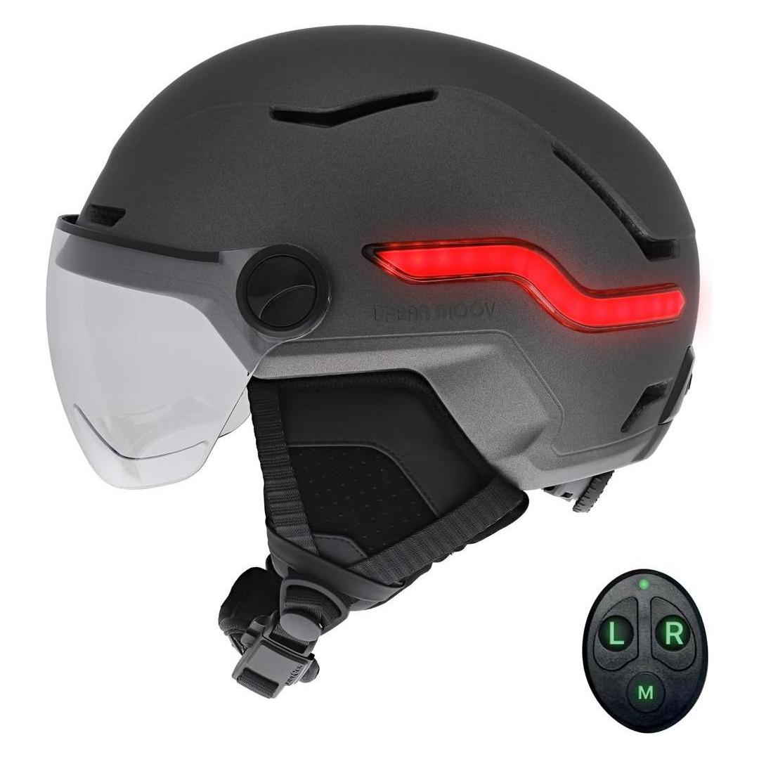 T'nB Kask Led Kierunkwskazy Światło Stop + Pilot Hulajnoga Rower Skuter M 55-58 / Umhelmled3m (55 - 58 cm) (T'NB)