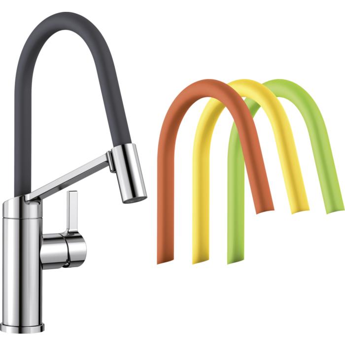Blanco Küchenarmatur 524813 flexibel, chrom / lava grey / kiwi / orange