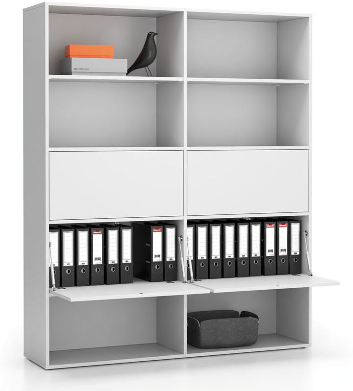 PLAN Breites Büroregal LAYERS, 4 Boxen, 1582 x 400 x 1905, weiß