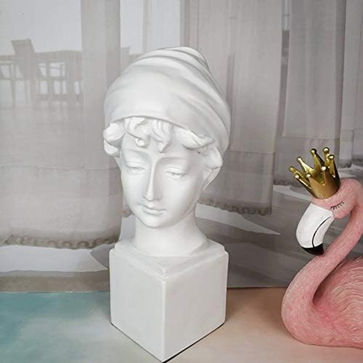 Wit Decoratie Beeld Meisjes Sculptuur Handgemaakt Design Hoogte: 37 cm
