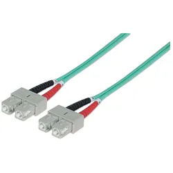 Intellinet Glasfaser LWL-Anschlusskabel, Duplex, Multimode, SC/SC, 50/125 μm, OM3, 2 m, Aqua