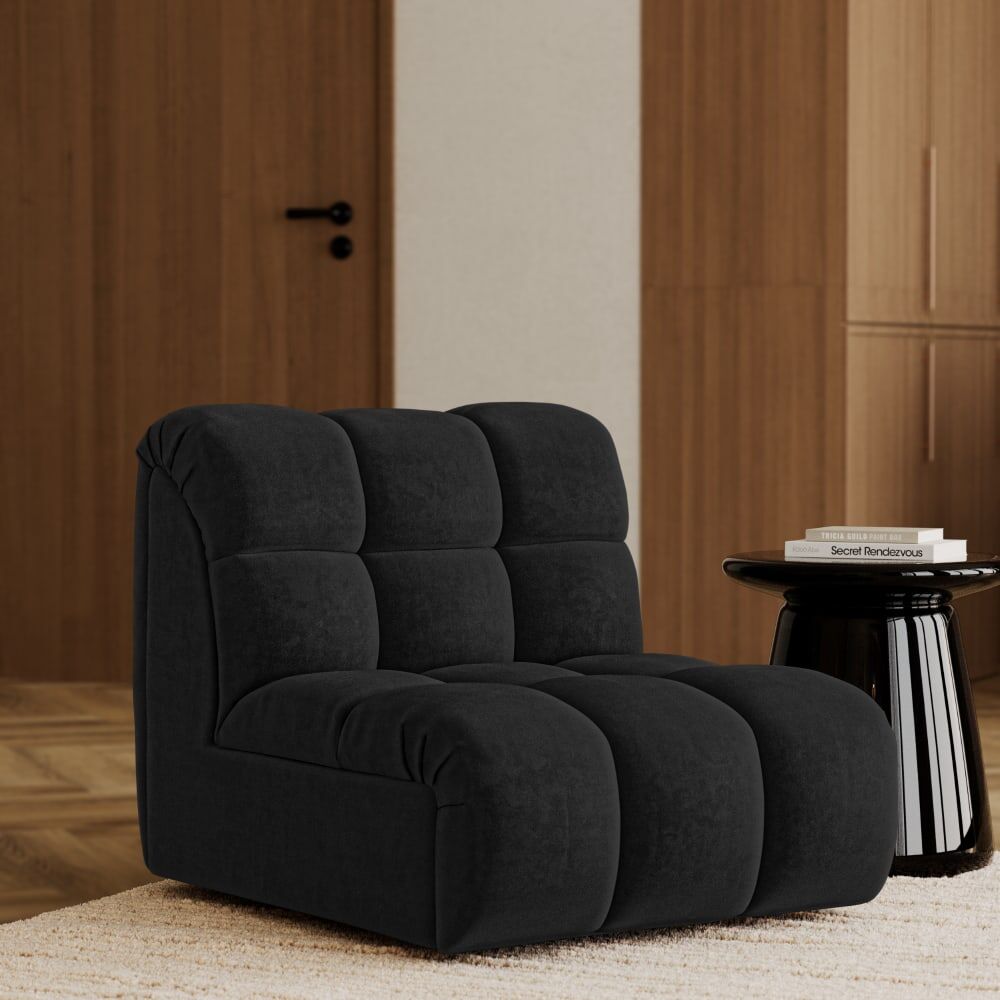 Premium Interiors Fauteuil pivotant modulable en velours noir Noir 81x77x98cm