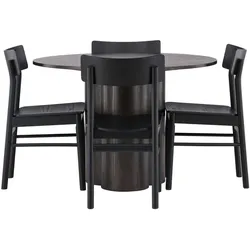Ebuy24, Essgruppe, Olivia Essgruppe Esstisch Mokka 4 Stühle schwarz.