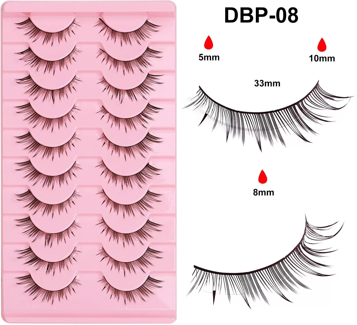INF 10 Paar Manga Falsche Wimpern – Natürliche, leichte und dünne Wimpern für einen bezaubernden Augenaufschlag