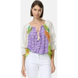 PM SELECTED Damen Romantische Tunika Bluse im Mustermix mit Spitze in Einheitsgröße PM61