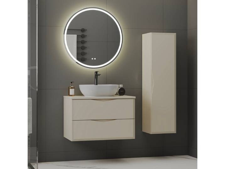 Ensemble meuble simple vasque 80cm et colonne Ellie Cachemire