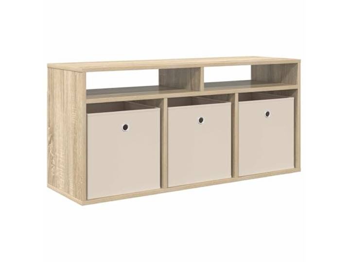 GKHPYURE Lowboard Eiche Sonoma 102 x 32 x 48,5 cm Technisches Holz, eingelassene Griffe, 3 Schubladen, 2 Einlegeböden, großer Wohnraum