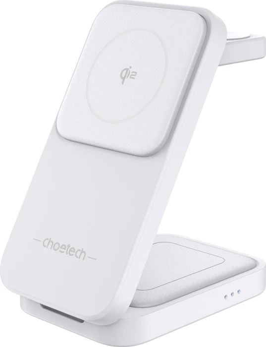 Choetech 15 W 3-in-1 Qi2 Certified Foldable Magnetic Wireless Charger--White