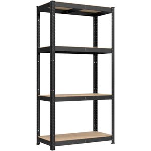 Songmics Schwerlastregal 4 Holzböden, 130kg Fachlast, schwarz, 160 x 80 x 40cm