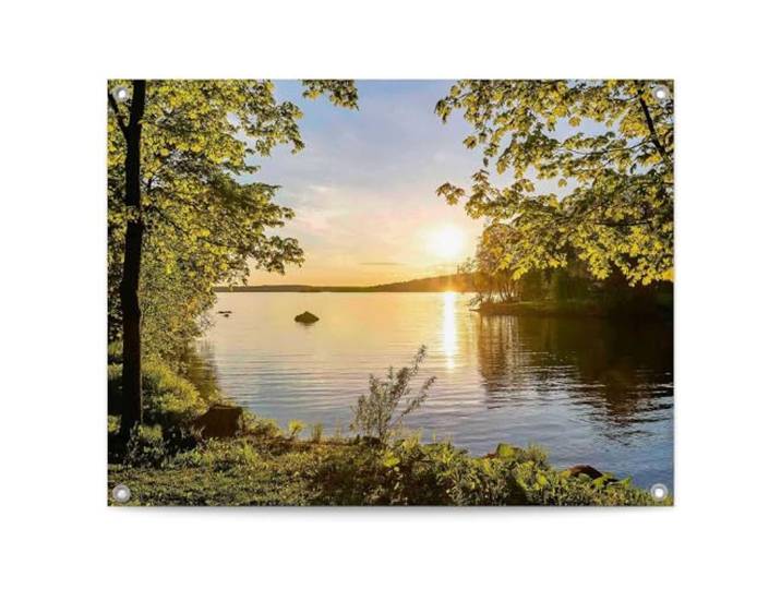 REINDERS Gartendeko, Sonnenuntergang am See, Garten, Bilder, Wanddeko, Room Decor, Leinwand, Grün, 60 x 80