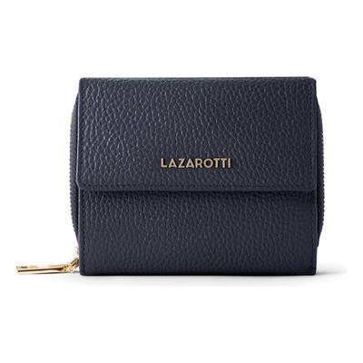 Geldbörse LAZAROTTI "Bologna Leather Zip-Around Geldbörse Leder 12 cm", Damen, dunkelblau, Leder, Kleinlederwaren