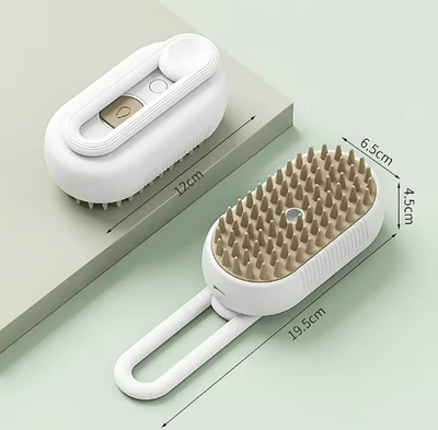 Inspire Picks 3 in 1 Steam Cat Grooming Brush Steam Cat Brush With Spray, Massage & Pet Hair Removal white