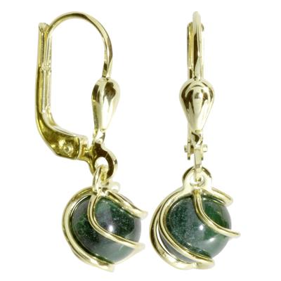 Paar Ohrhänger OSTSEE-SCHMUCK "- Goldkäfig - Gold 333/000 - Malachit" Gr. 23, gold (gold 333, goldfarben, gelb), Ohrringe, Damen, 23, Gelbgold 333