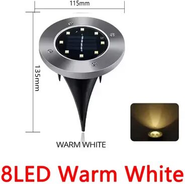 Outdoor Solar Garden Lights Solar Lights Outdoor Disk Lamp, Buried Solar Spotlight For Garden Lawn, Home Yard Pathway Decoration Lighting 8led warm White 8pcs