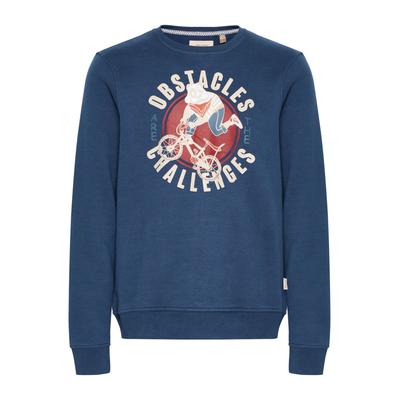 Rundhalspullover BLEND "Rundhalspullover BHSweatshirt", Herren, Gr. M, blau (marineblaus), Obermaterial: 60% Baumwolle CO. 40% Polyester PES., Pullover Rundhalspullover