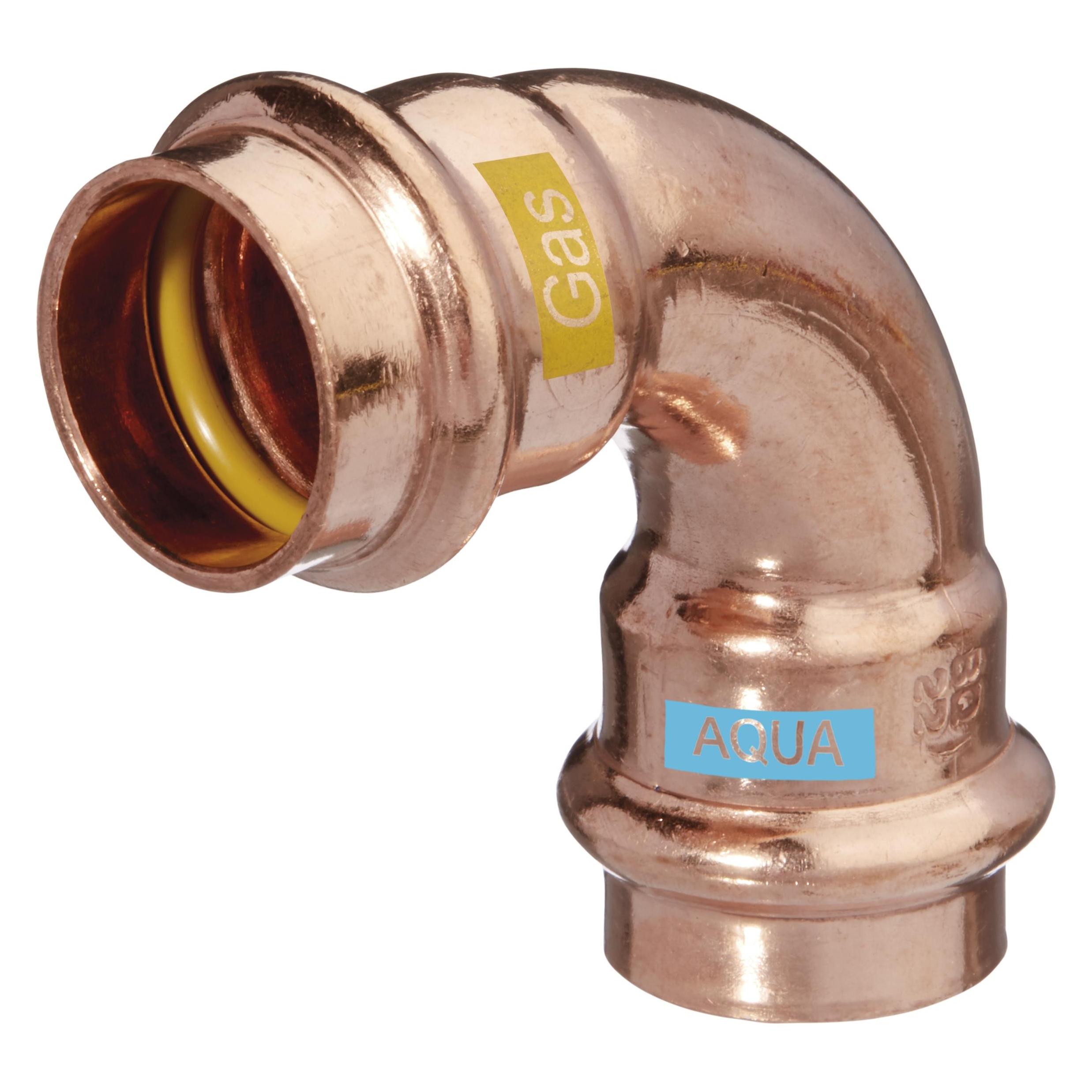 Hermann schmidt HS Bogen V-Press Copper AQUAGAS 90Grad, I/I, 15x15mm (Pressverbindung) (452001515)