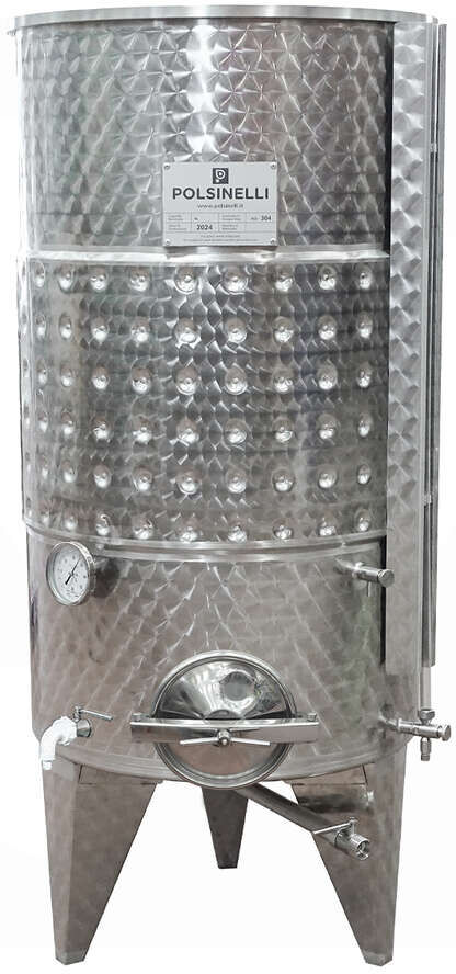Polsinelli Serbatoio Inox 1000 L Conico 10° Refrigerato con Galleggiant