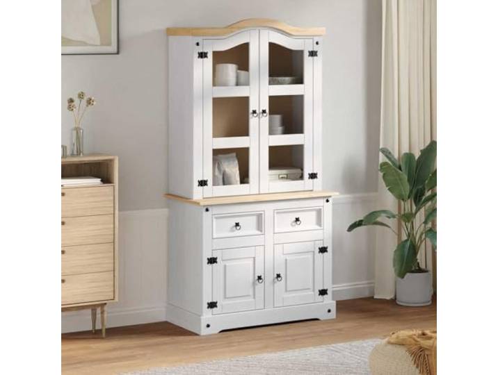 HEFZGDB Moderner Sideboard aus massivem Kiefernholz mit Schubladen und Fächern – Geräumiges Sideboard für die Organisation aus massivem Holz mit Stauraum