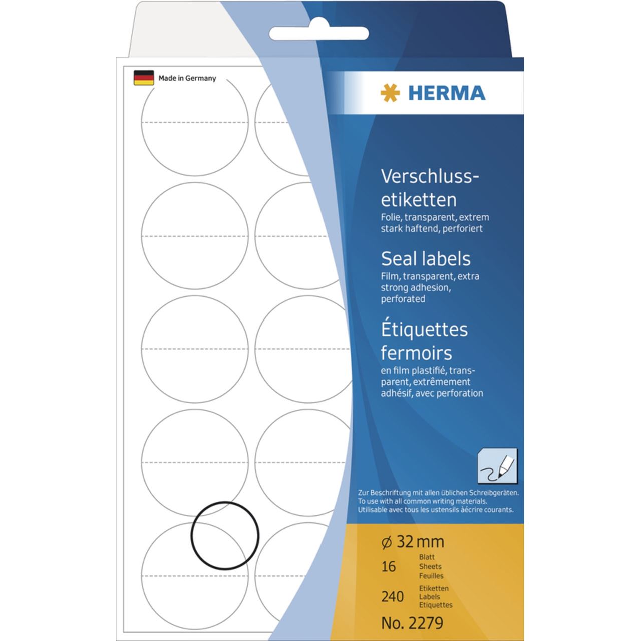 Herma 2279 perforiert Verschlussetiketten 3.2x3.2 cm (16 Blatt (240Etiketten))