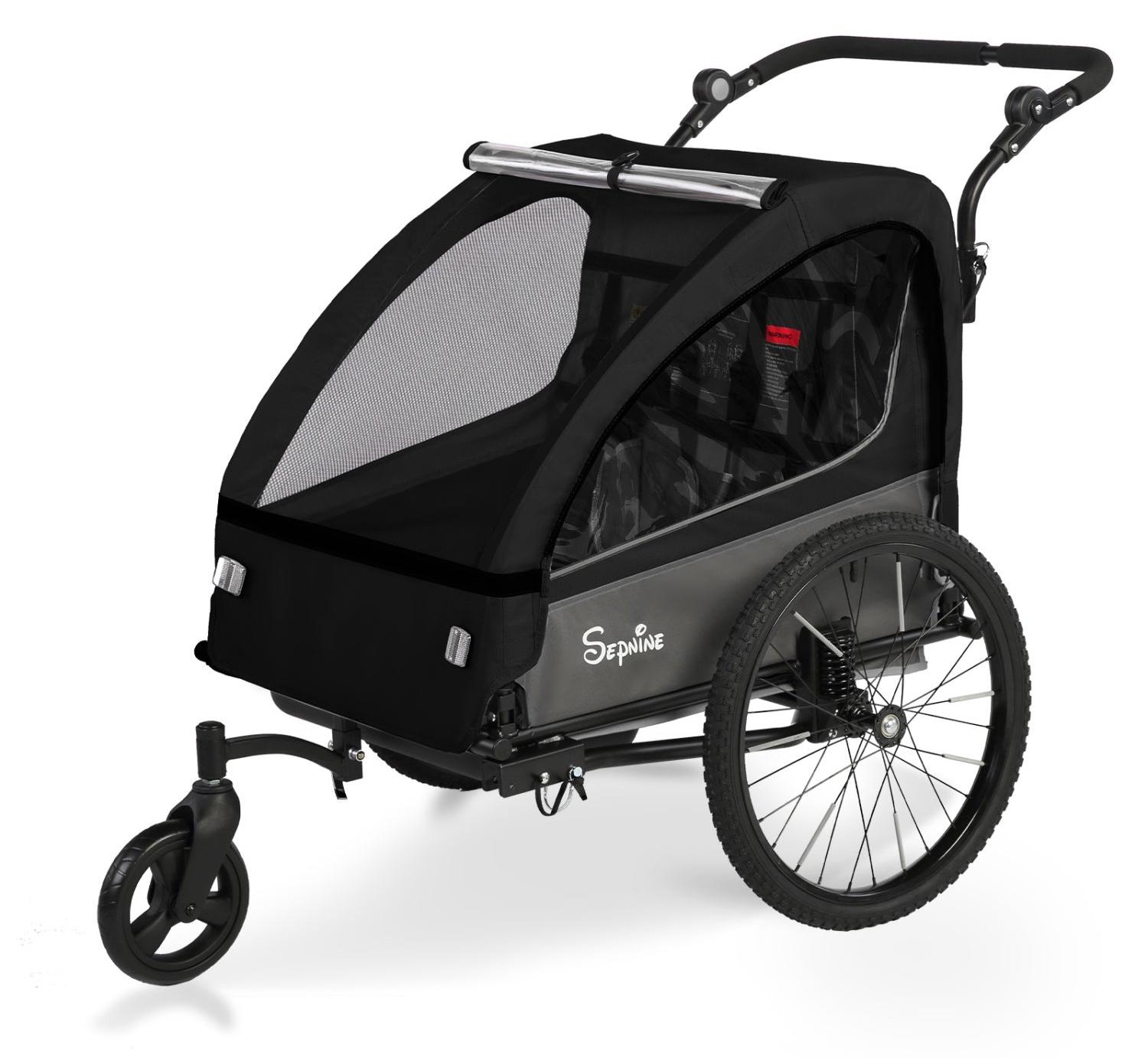 Sepnine BT920 Kinder-Fahrradanhänger - 2 Kinder, Faltbar - Schwarz