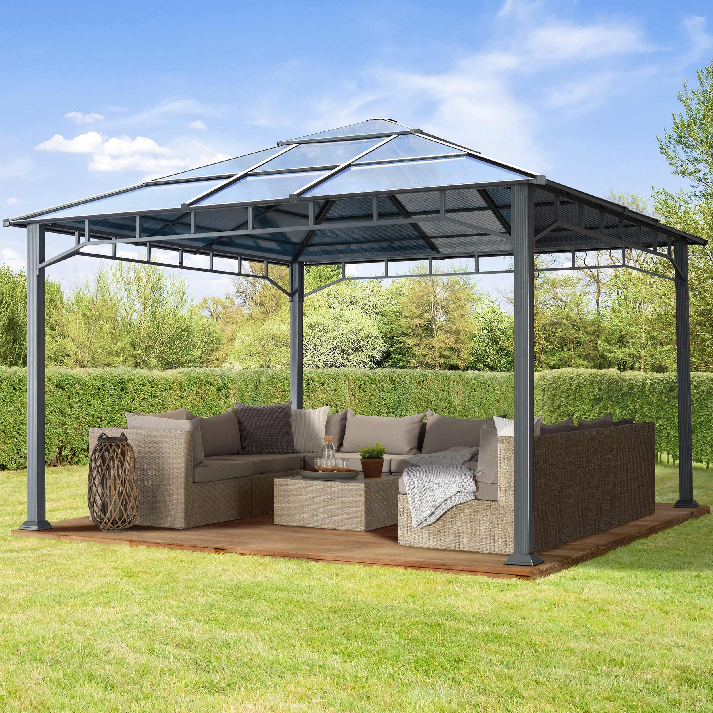 TOOLPORT 13x13ft Hardtop Gazebo Sunset Deluxe, Gray - (300172)