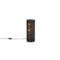 LED Tischleuchte Nachttischlampe Leselampe Metall Schwarz Lochmuster H 34,5 cm