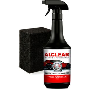 ALCLEAR Gummipflege Reifenglanz & Kunststoffpflege, Spray, mit Auftragsschwamm, 1 Liter