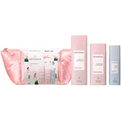 525ml KERASILK Smoothing Set (Shampoo 250ml + Conditioner 200ml + Balm 75ml + Pouch)
