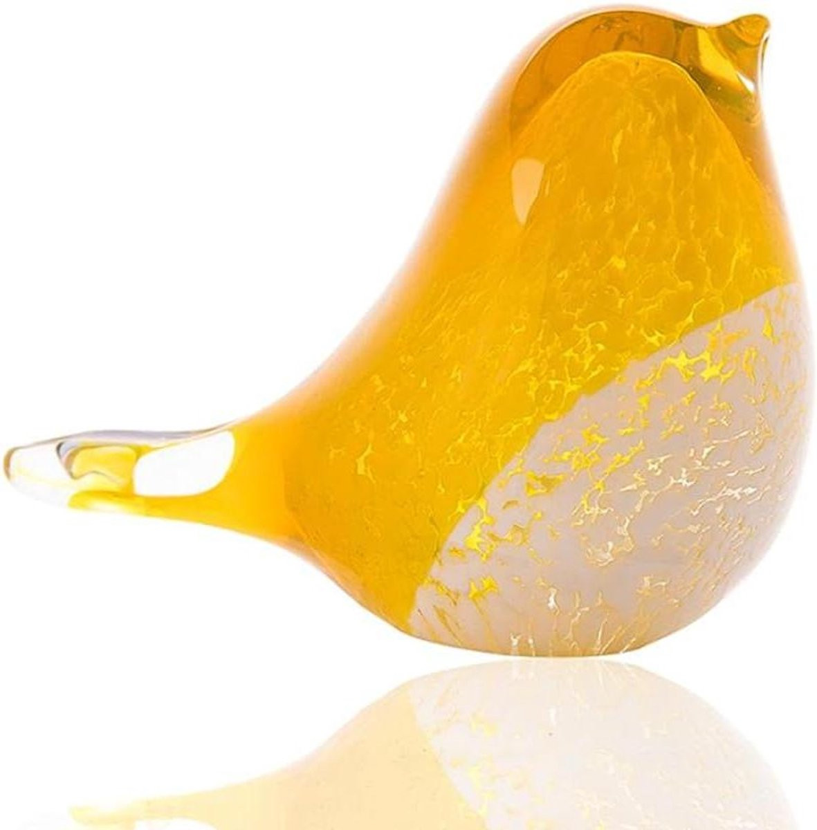 Handgeblazen Glazen Vogel Sculptuur - Transparant Decoratief Kunstwerk - 10 x 8 cm