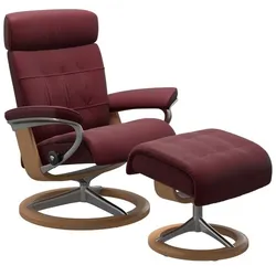 Stressless Sessel mit Hocker Erik Signature Leder Rot Batick Bordeaux M (Medium)