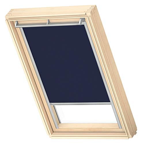 VELUX Verduisterend Rolgordijn CK02 Donkerblauw met Grijze Geleiders