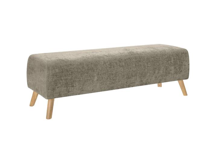 Esposa Bettbank, Hellbraun, Holz, Textil, Eiche, vollmassiv, 145x45x48 cm, Schlafzimmer, Bett, Bettgestelle- Einzelteile, Bettbank