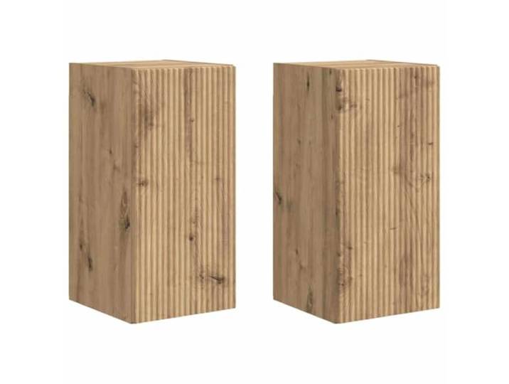 LKJephalotrope TV Wandschrank 2er Set Kunsthandwerk Eiche 30x31x60 cm Schwebendes Lowboard aus Holzwerkstoff fuer Wohnzimmer und Schlafzimmer mit 2 Tueren und kompaktem Stauraum.