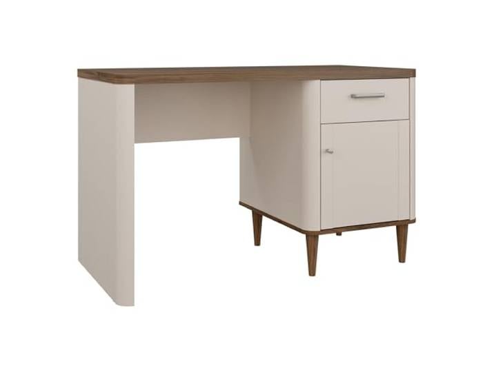 Forte LACETTI Schreibtisch 120, eleganter Schreibtisch mit hohen Möbelbeinen, Büro, Jugendzimmer, Holzwerkstoff, Kaschmir-Beige-Valencia Eiche Holzdekor, 120 cm breit x 75,8 cm hoch x 60 cm tief