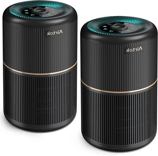 AIRTOK Luchtreiniger met Aroma en HEPA-filter - 4-traps Filter - Zwart