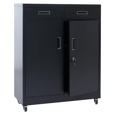 Décoshop26 - Metallschrank mit praktischen Rollen fürs Büro 116 x 90 x 40 cm schwarzer Stahl 04_0008879 04_0008879
