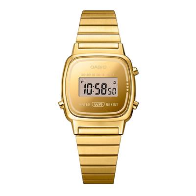 Chronograph CASIO VINTAGE, gold (goldfarben), Armbanduhren, Damen, Chronograph, Quarzuhr, Armbanduhr, Damenuhr, Edelstahlarmband, digital