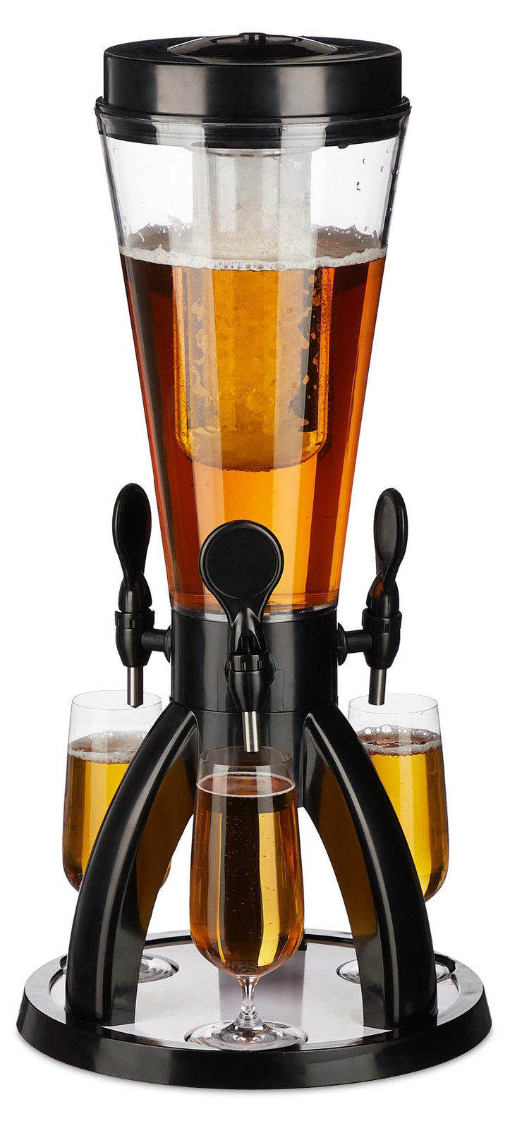 Dripio Biertoren met 3 tappunten, 4 liter, bierdispenser, transparant/zwart