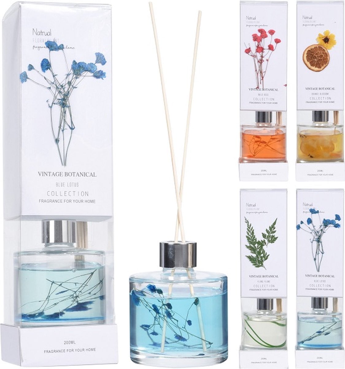 Vintage Botanical Geurverspreider met Geurstokjes - Wild Roses - 200 ml