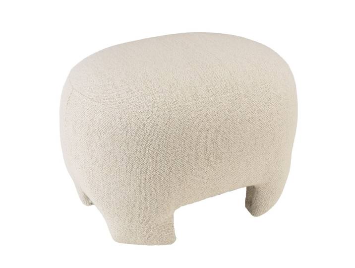 Pouf forme design en tissu petite bouclette beige