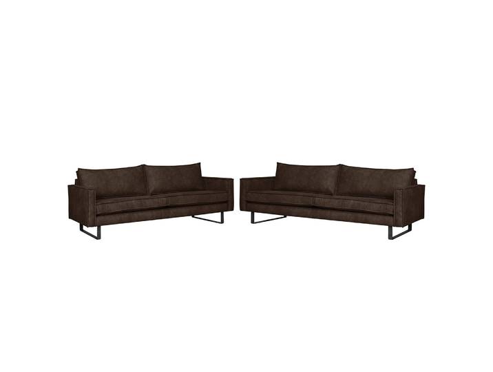Polstergarnitur Liel - 3-2 Braun/Braun Microfaser Priya 222 x 84 x 94cm Industrial