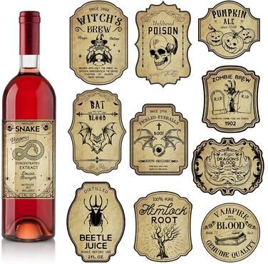 Inspired Finds Vintage Halloween Potion Bottle Labels 12 Or 24 Piece Gothic Witch Stickers For Wine Bottles Party Decor & Haunted House 24pcs