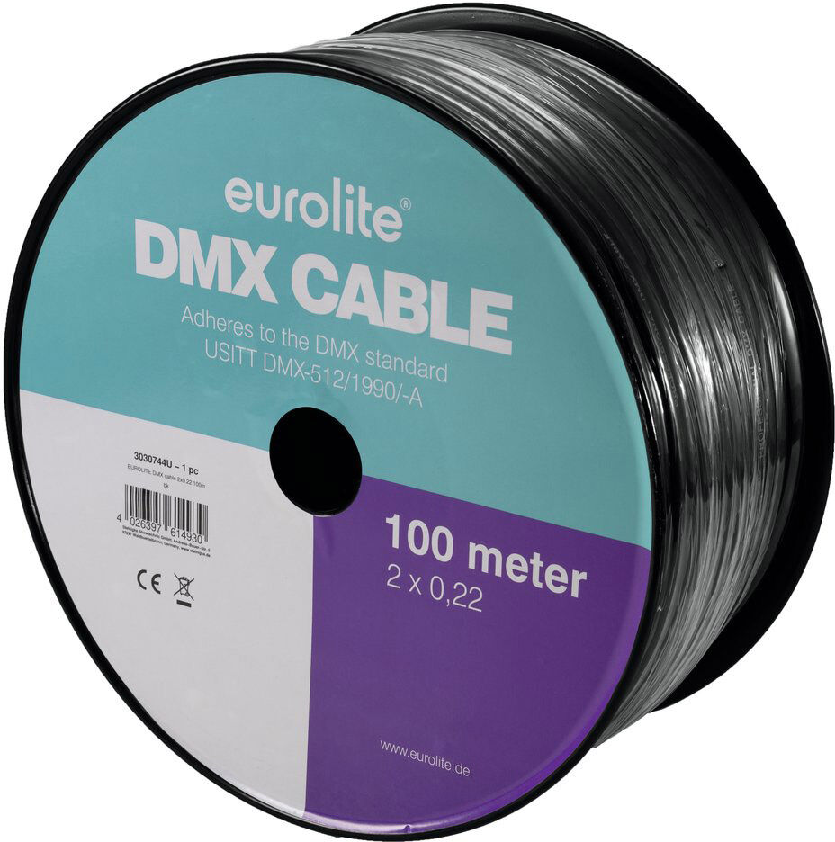 EuroLite Dmx Kabel 2x0,22 100m Sw