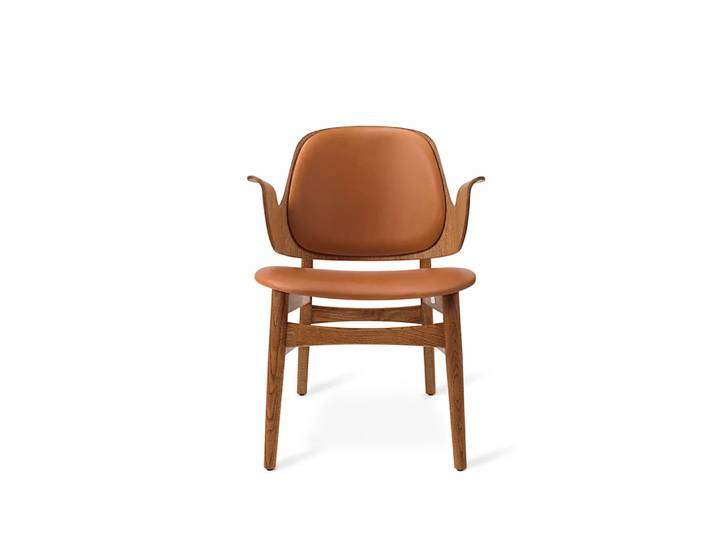 Warm Nordic Gesture Loungestuhl Leder silk 250 cognac, Eichengestell teak geölt